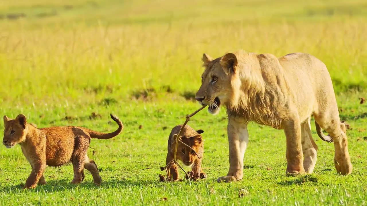 Lovely lion cubs' having fun moments 📹,